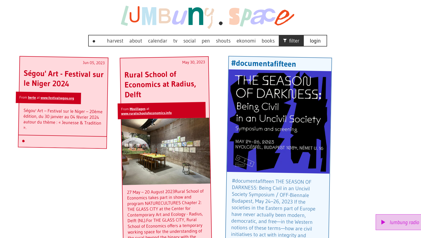 Screenshot of the lumbung.space website